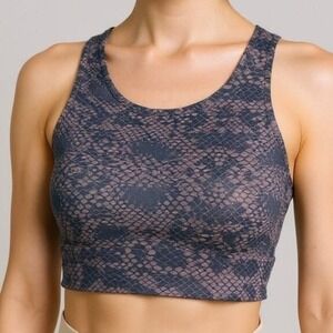 Savvi Snakeskin Print Sports Bra Women 3XL Purple Black Racerback Activewear